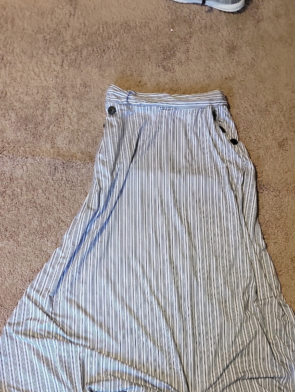 Robert Louis White and Black Striped Maxi Skirt